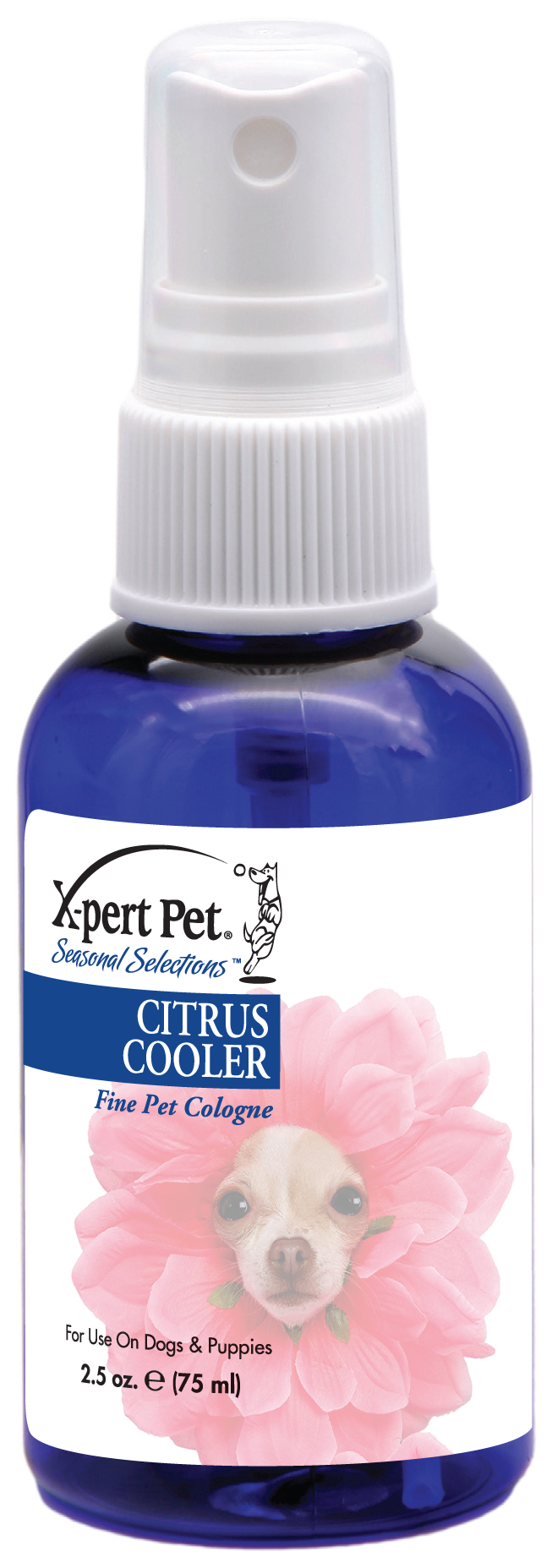 Xpert Pet Seasonal Selection Citrus Cooler Fine Pet Cologne in 2.5 ounce pump spray bottle. 