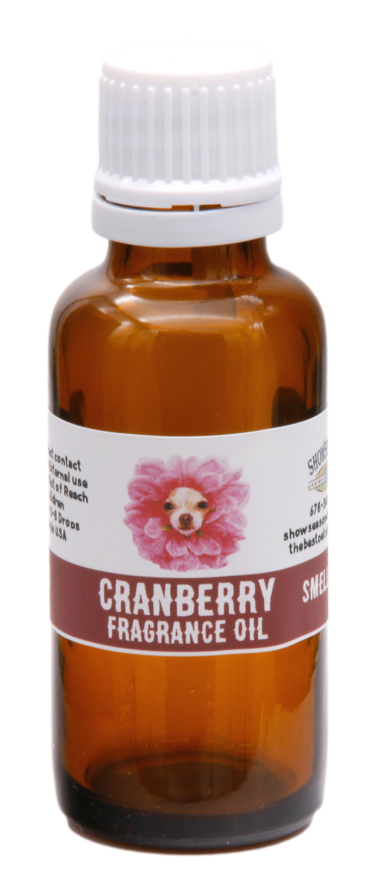 Cranberry Fragrance Oil in 30 ml brown bottle with instructions. 