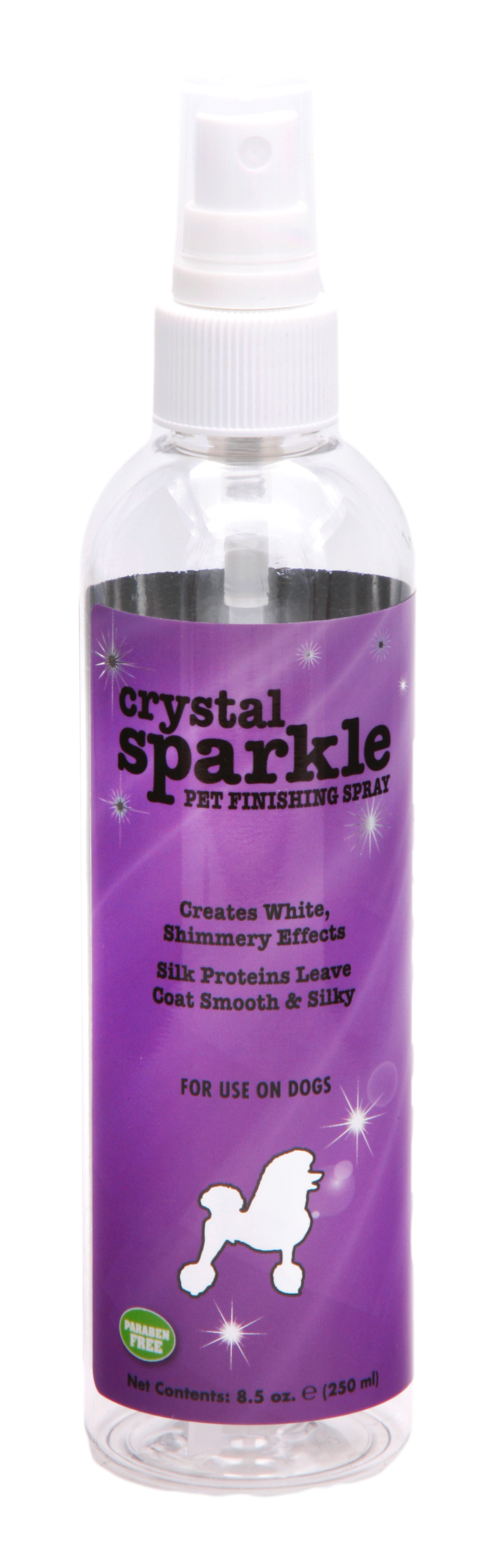 Crystal Sparkle Pet Finishing Spray in 8.5 ounce pump spray bottle.
