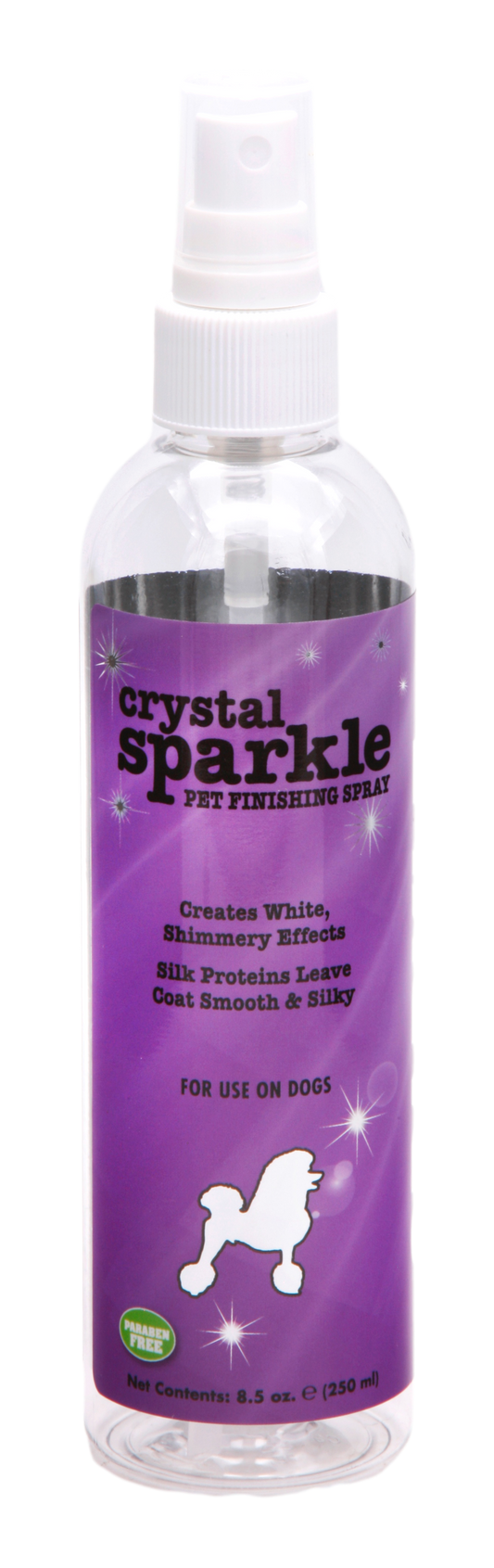 Crystal Sparkle Pet Finishing Spray in 8.5 ounce pump spray bottle.
