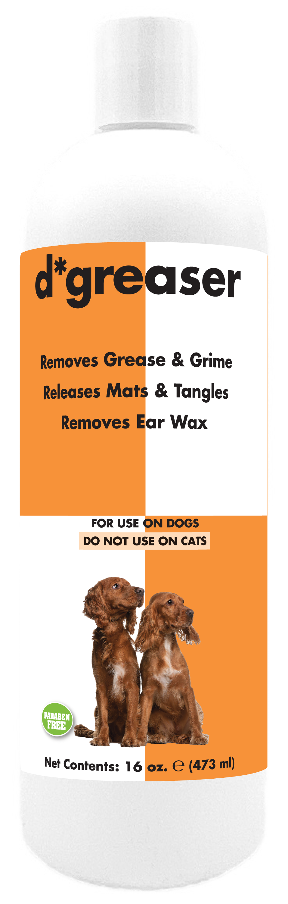 D*greaser Pet shampoo with product information and instructions in 16 ounce bottle. 
