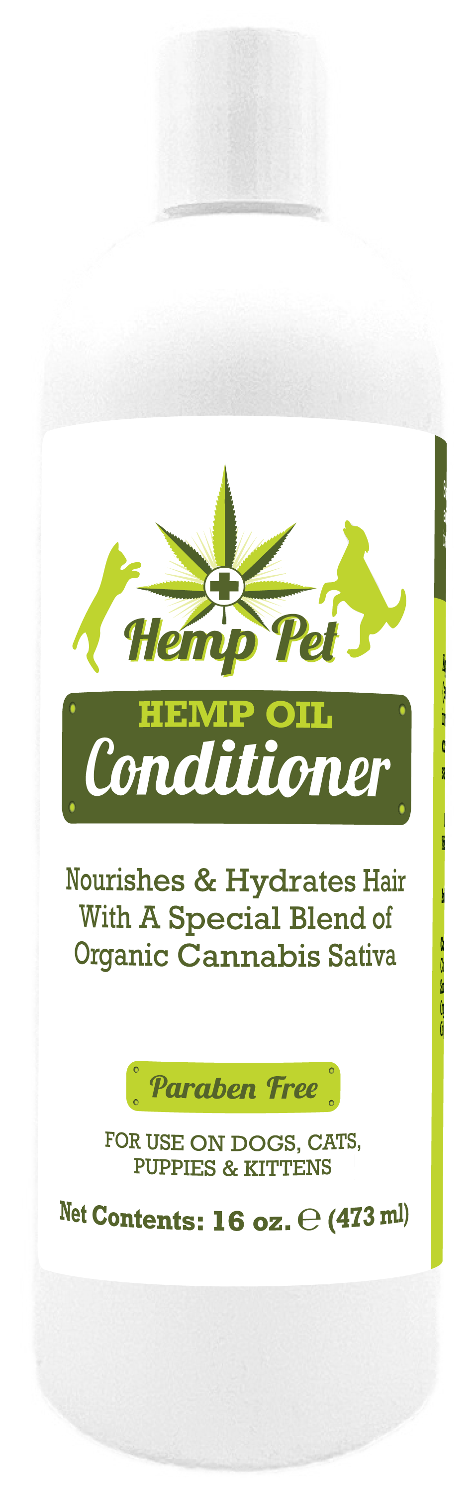 Hemp Oil Conditioner with product information in 16 ounce bottle. 
