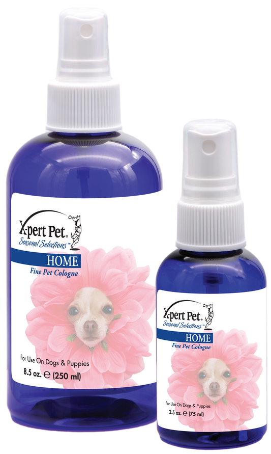 Xpert Pet Seasonal sensations Home Fine Pet Cologne in 8.5 ounce and 2.5 ounce pump spray bottle. 