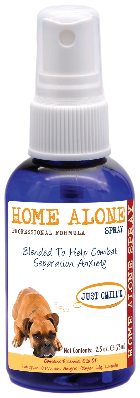 Home alone professional Separation anxiety spray in 2.5 ounce pump spray bottle. 
