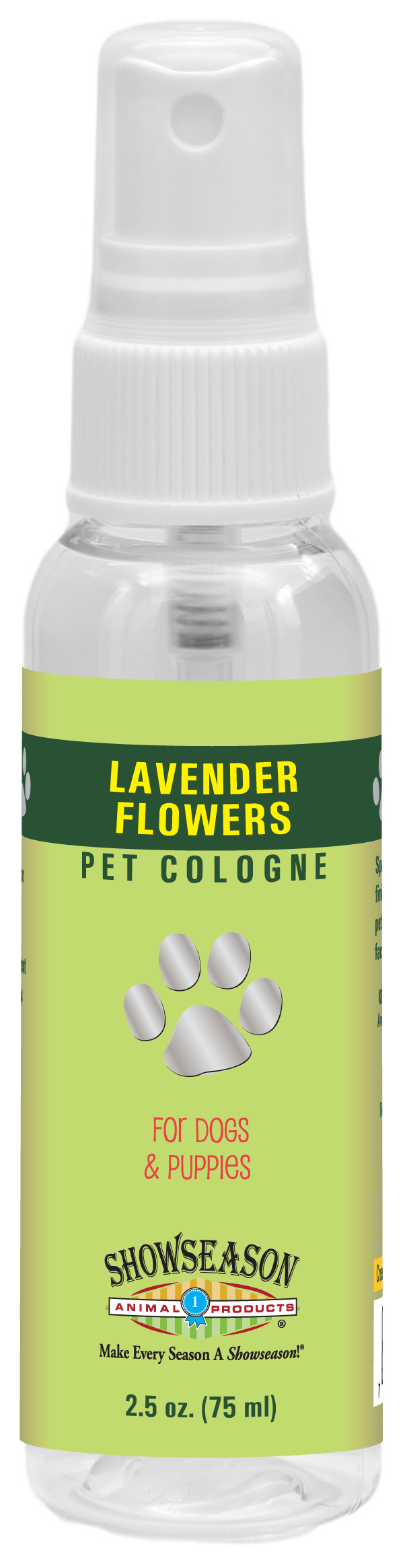 Lavender Flowers Pet Cologne in 2.5 ounce pet spray bottle. 