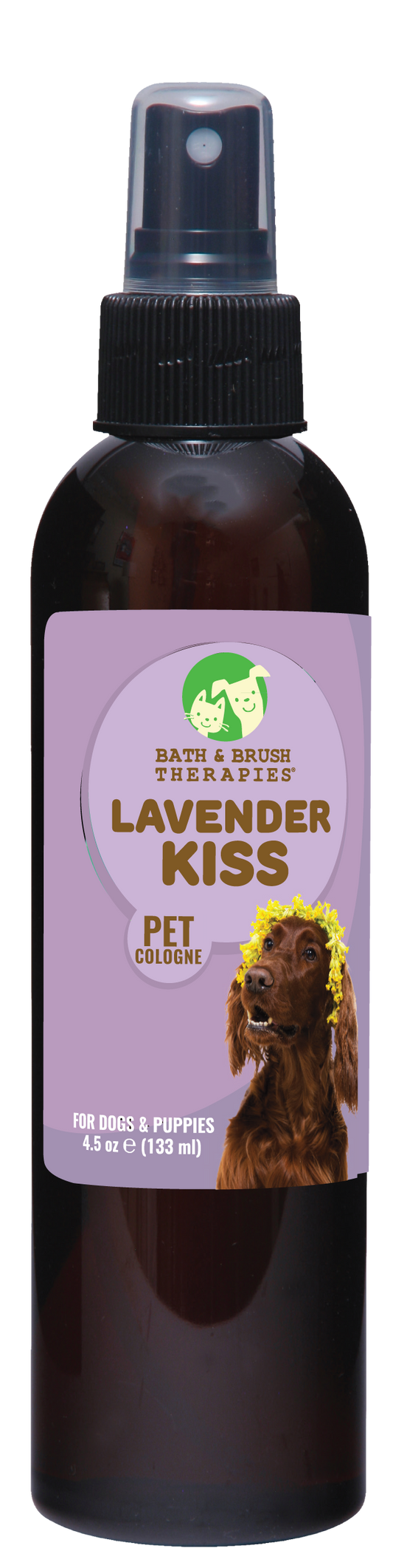 Lavender Kiss by Bath and Brush therapies Pet Cologne in 4.5 pump spray bottle. 