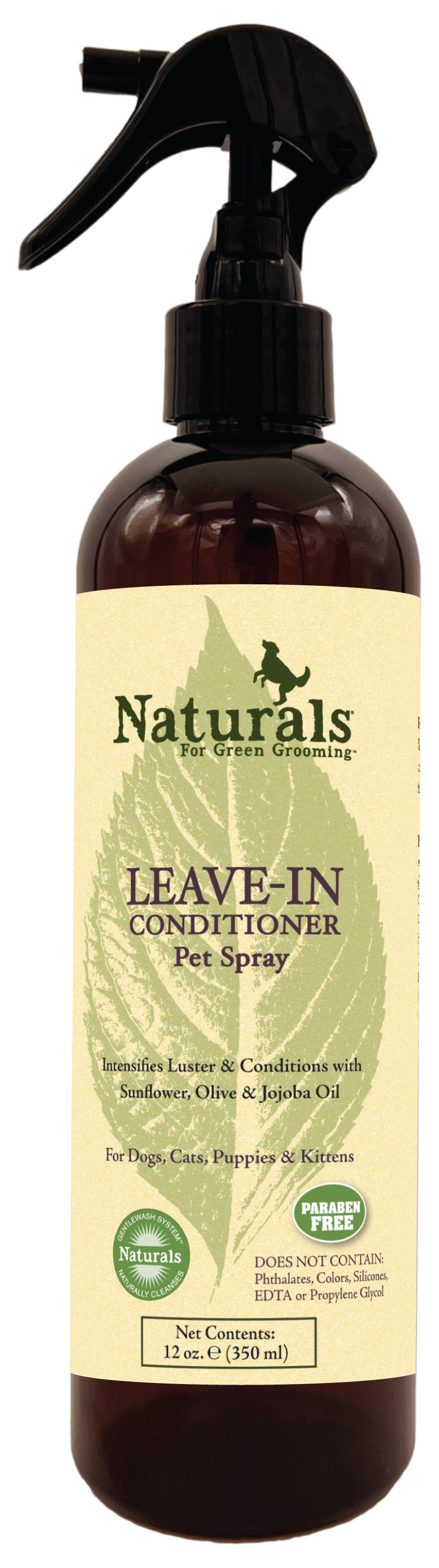 Naturals for green grooming leave-in conditioner pet spray 12 ounce.