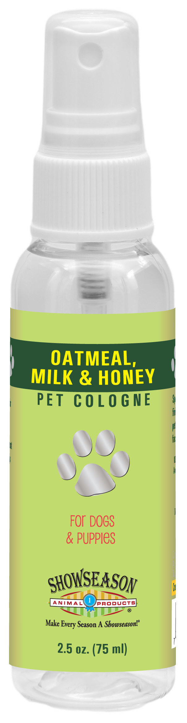 Oatmeal, milk and honey Pet Cologne in 2.5 ounce spray bottle.  