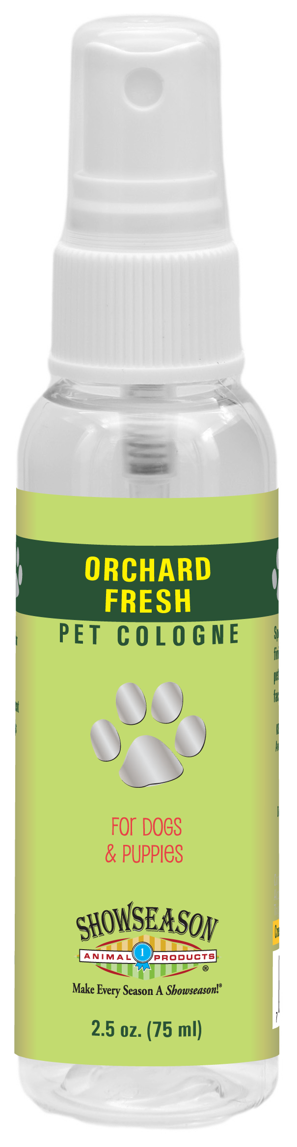 Orchard Fresh Pet Cologne 2.5 ounce pump spray bottle.
