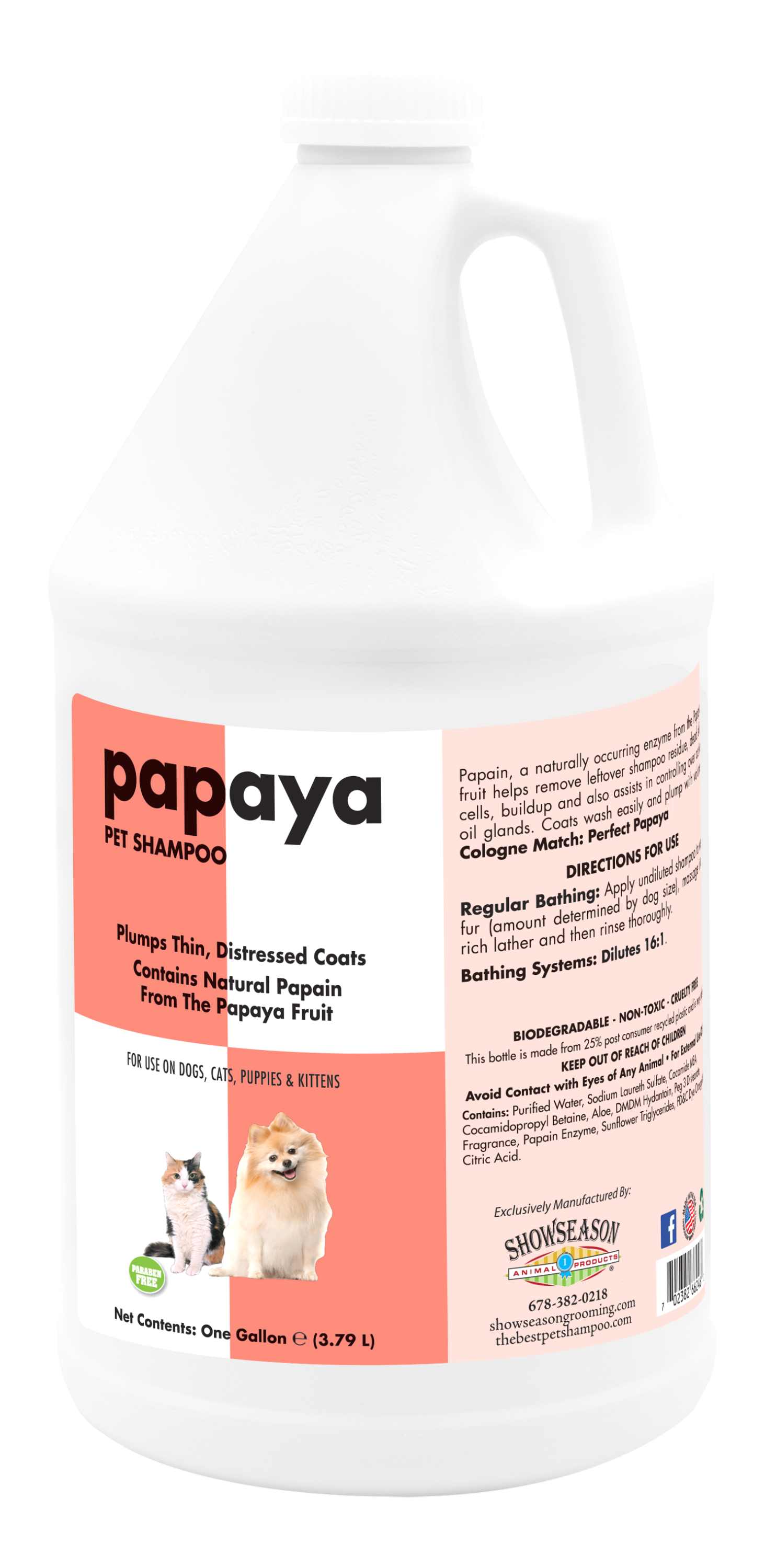 Papaya Pet Shampoo in 1 gallon bottle. 