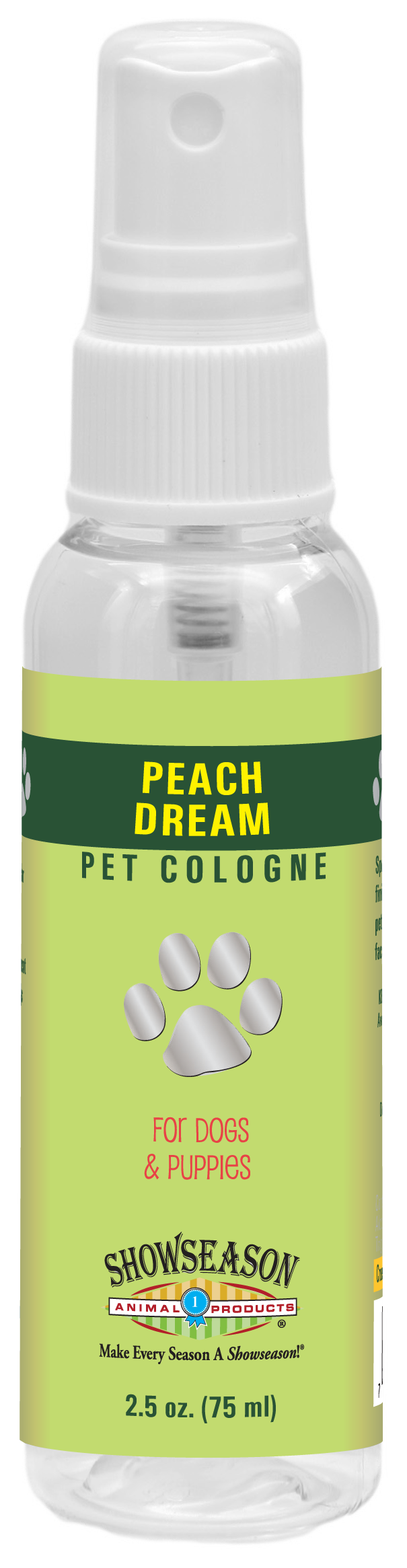 Peach Dream Pet Cologne in 2.5 Ounce pump spray bottle. 