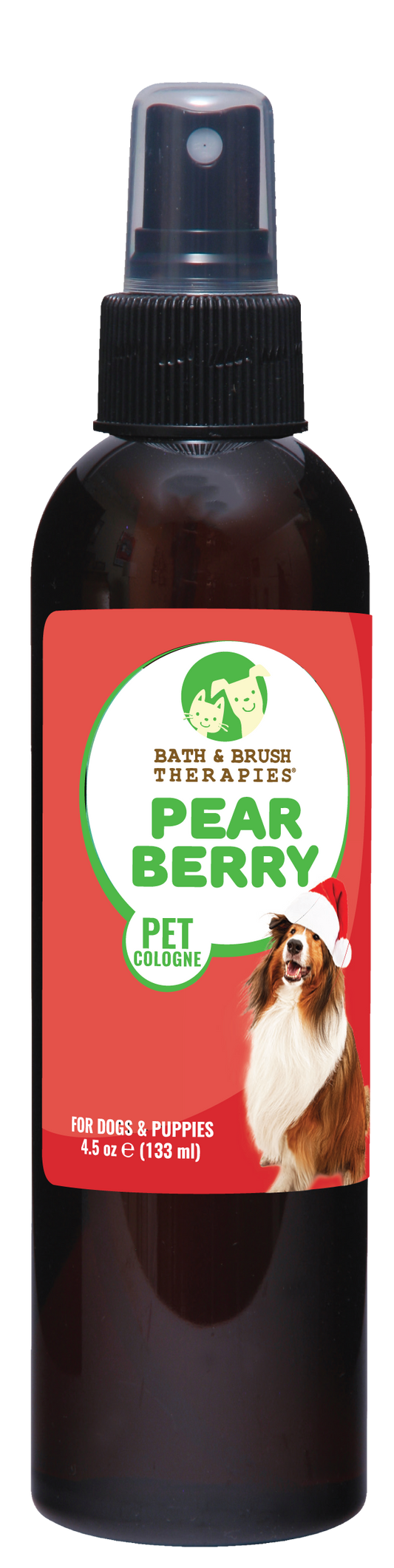 Bath and Brush Therapies Pear Berry Pet Cologne in 4.5 ounce pump spray bottle. 