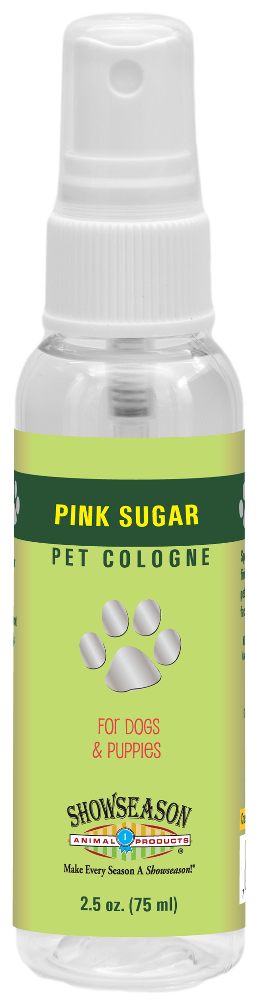Pink sugar pet cologne in 2.5 ounce pump spray bottle. 