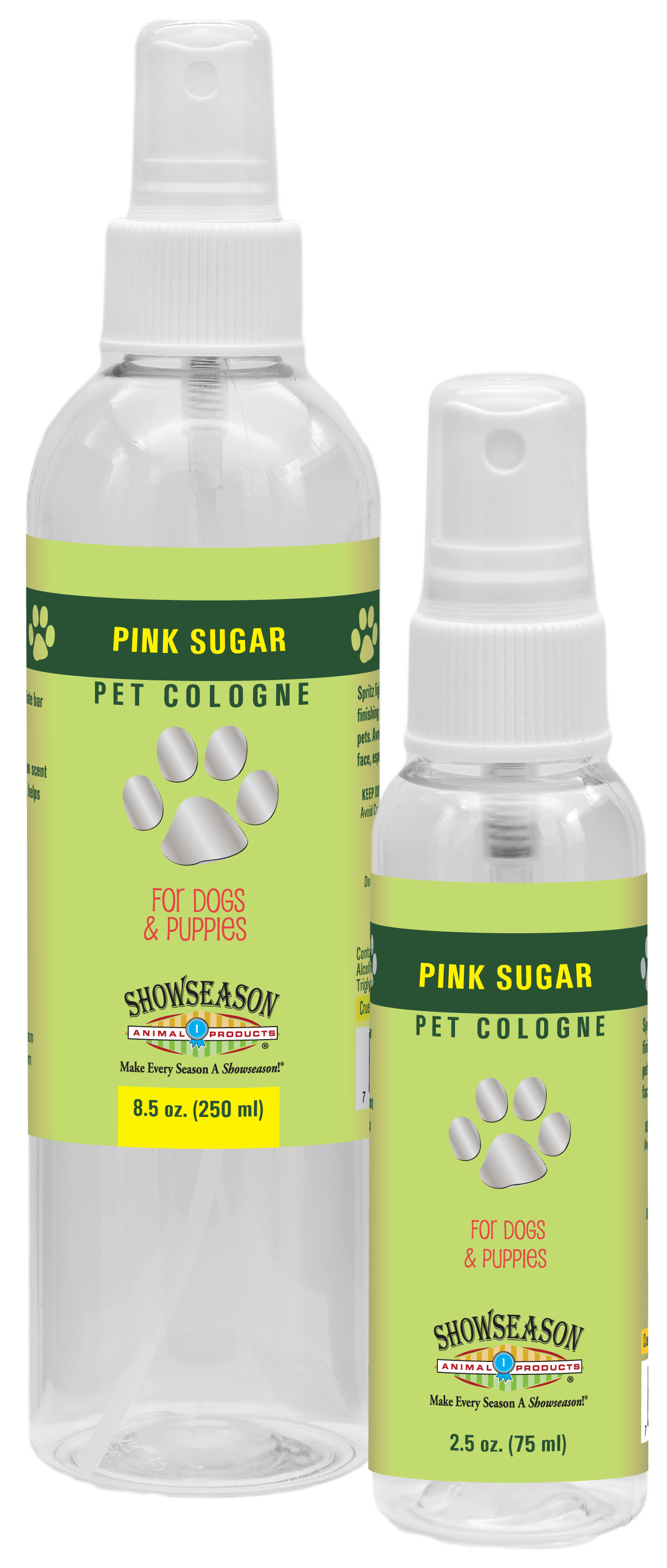 Pink Sugar Pet cologne 8.5 and 2.5 ounce pump spray bottles. 