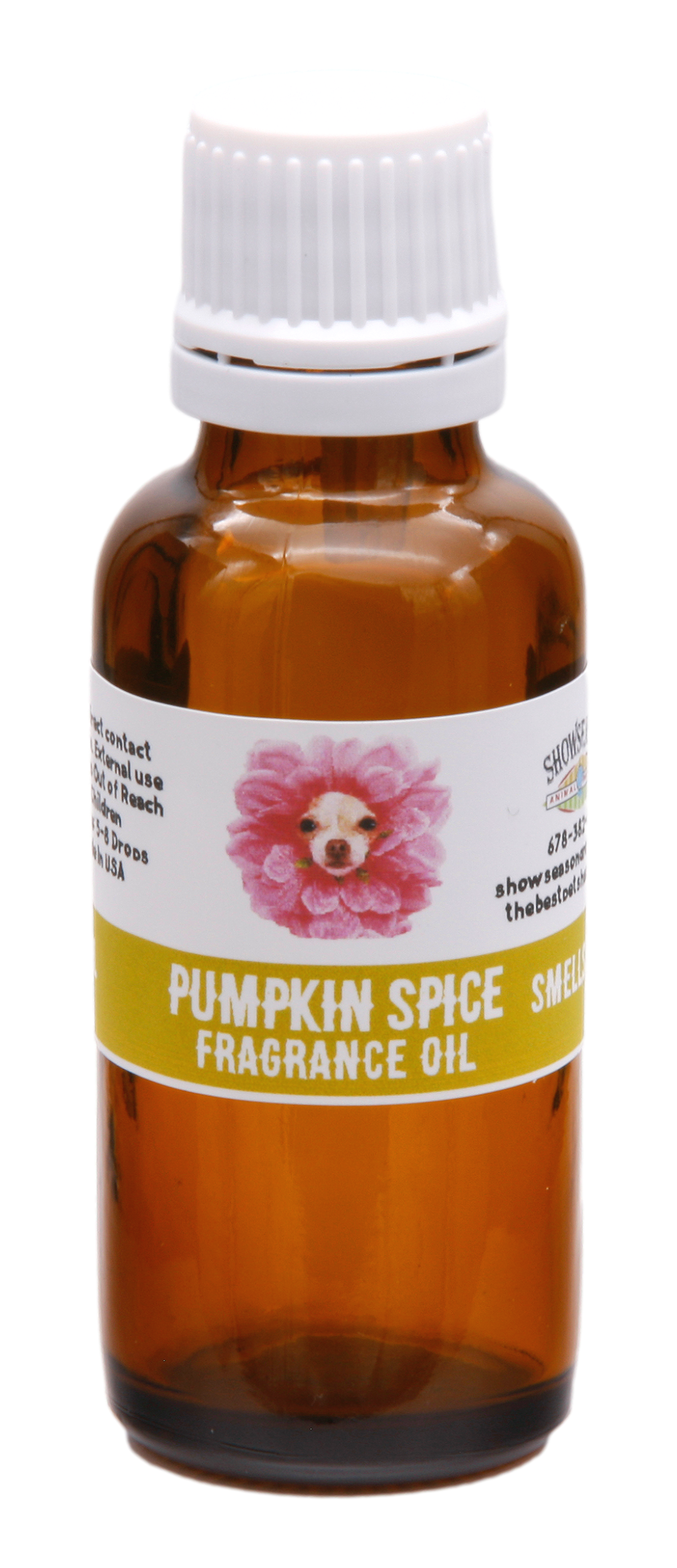 Pumpkin Spice Fragrance Oil in a brown bottle. 
