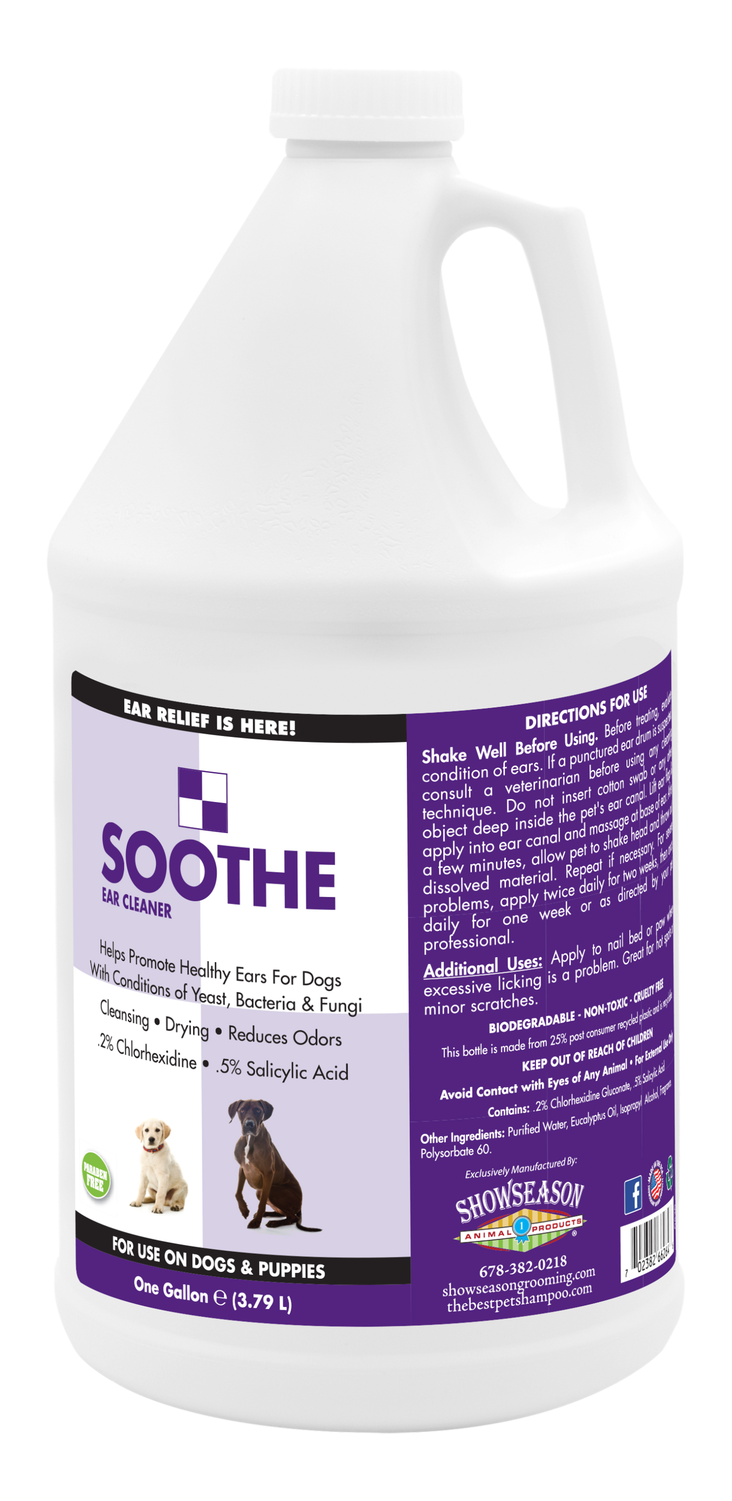 Soothe Pet Ear Cleaner in 1 gallon bottle. 