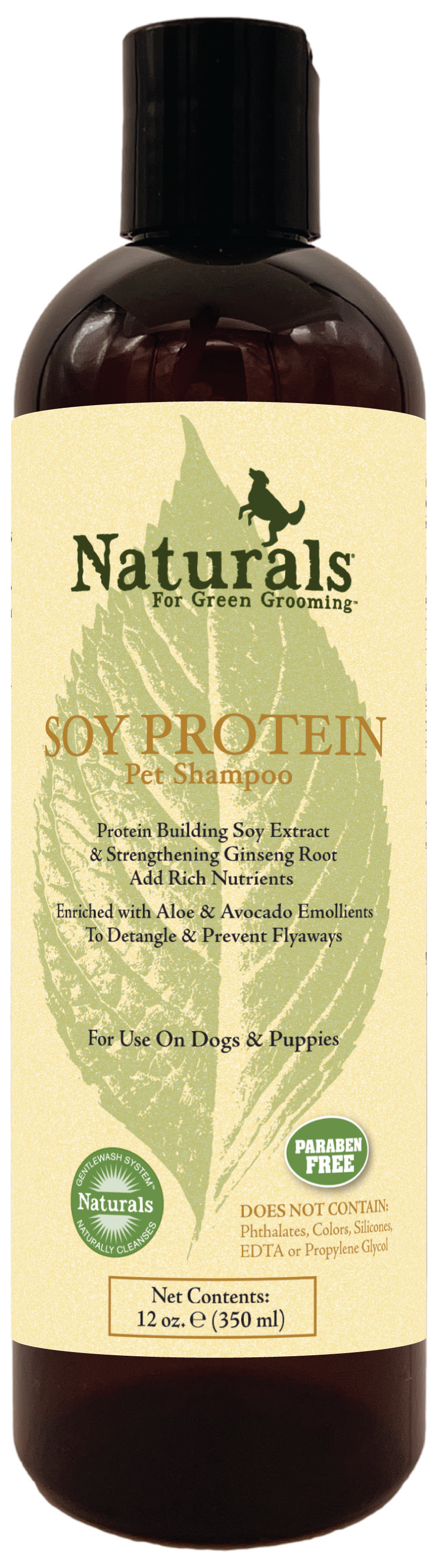 Naturals for Green Grooming Soy Protein Pet Shampoo in 12 ounces bottle.