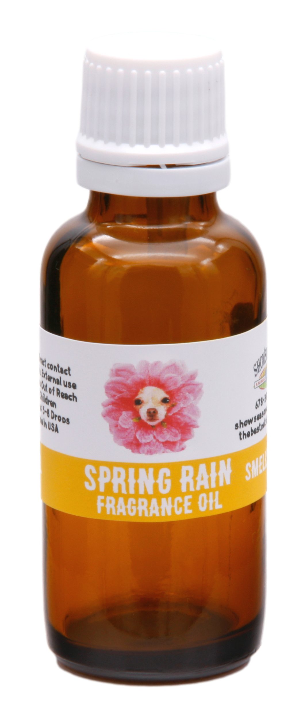 Spring Rain Fragrance Oil in a brown bottle