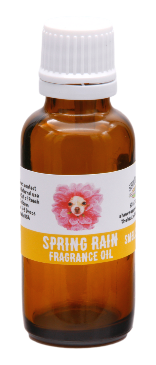 Spring Rain Fragrance Oil in a brown bottle