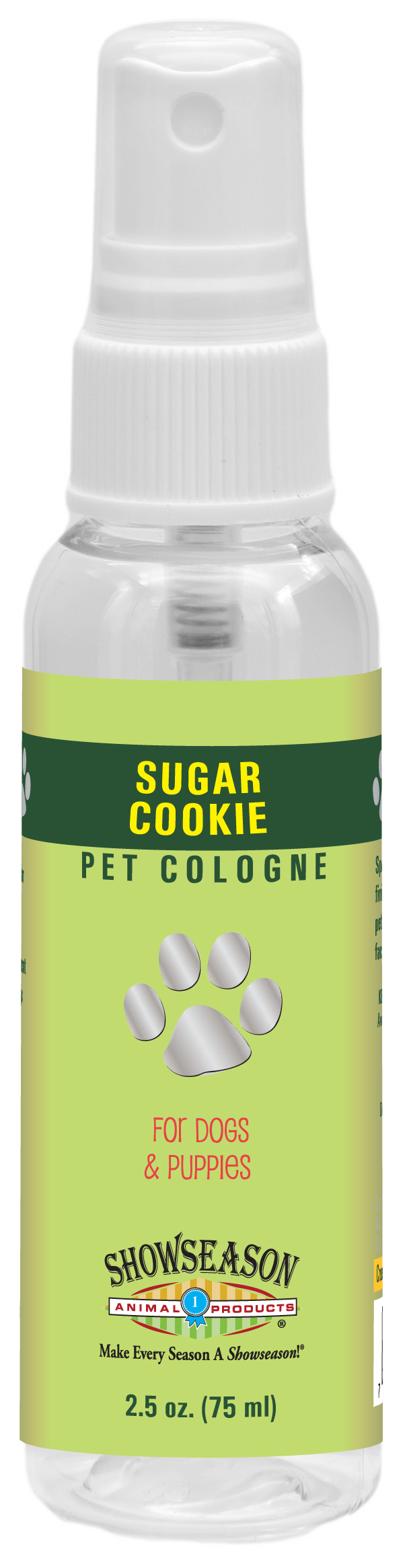 Sugar Cookie Pet Cologne in 2.5 ounce spray bottle. 