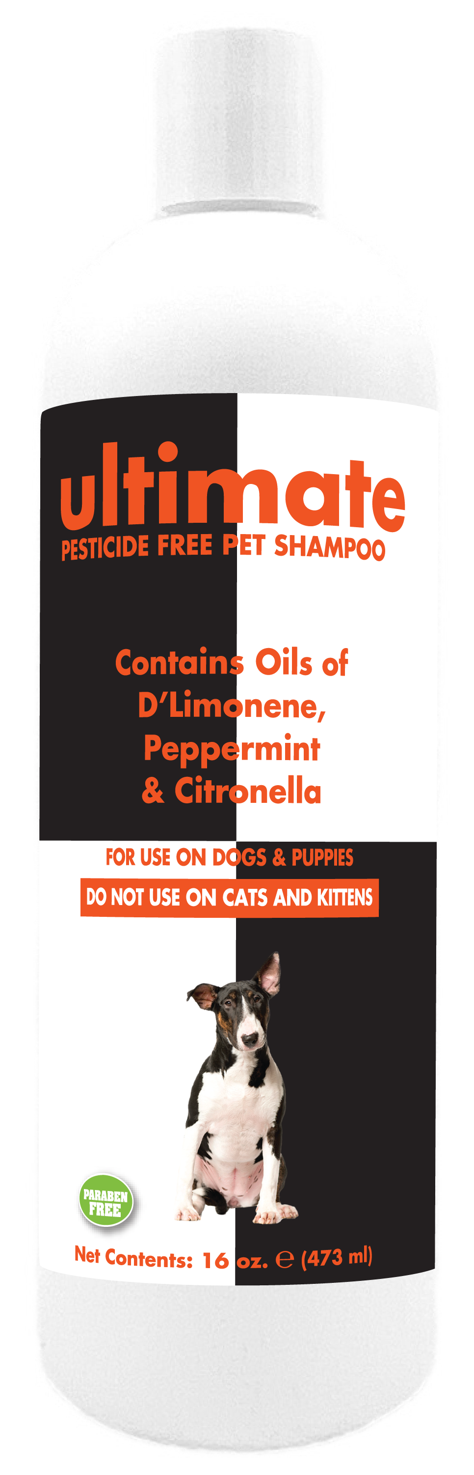 Ultimate Pesticide Pet Shampoo in 16 oz bottle. 